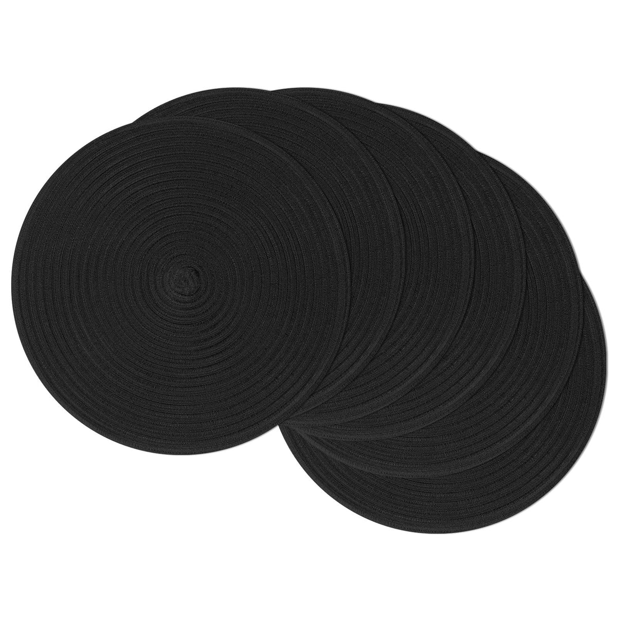 SHACOS manteles individuales redondos de 15 pulgadas en negro protegen la mesa.