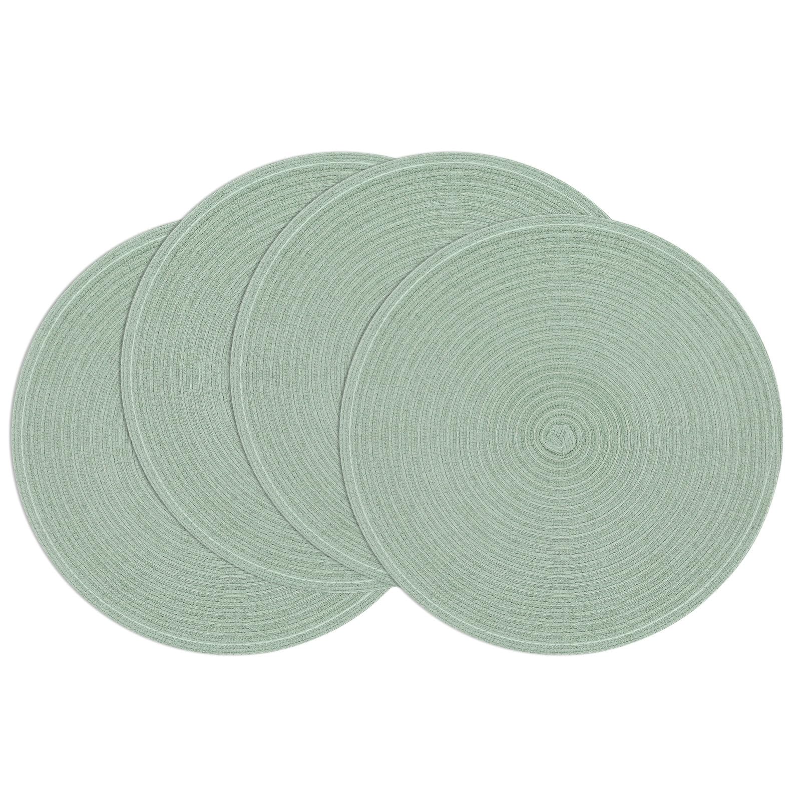 SHACOS manteles individuales redondos trenzados, 15 pulgadas, verde salvia, protegen la mesa con estilo.