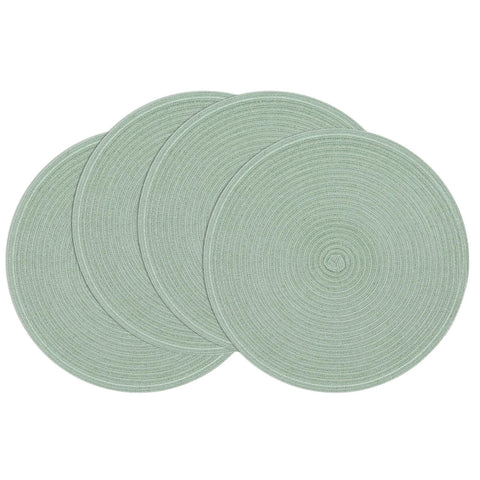 SHACOS manteles individuales redondos trenzados, 15 pulgadas, verde salvia, protegen la mesa con estilo.