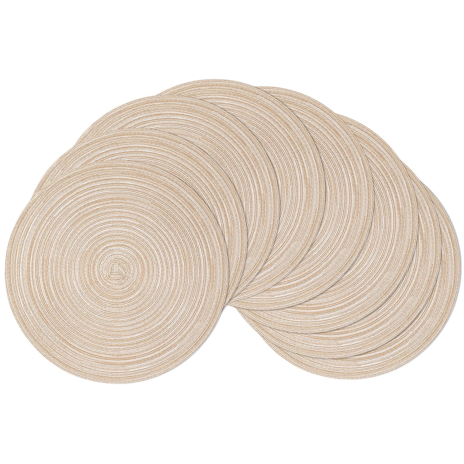 El mantel SHACOS redondo beige trézado protege la mesa y añade elegancia.