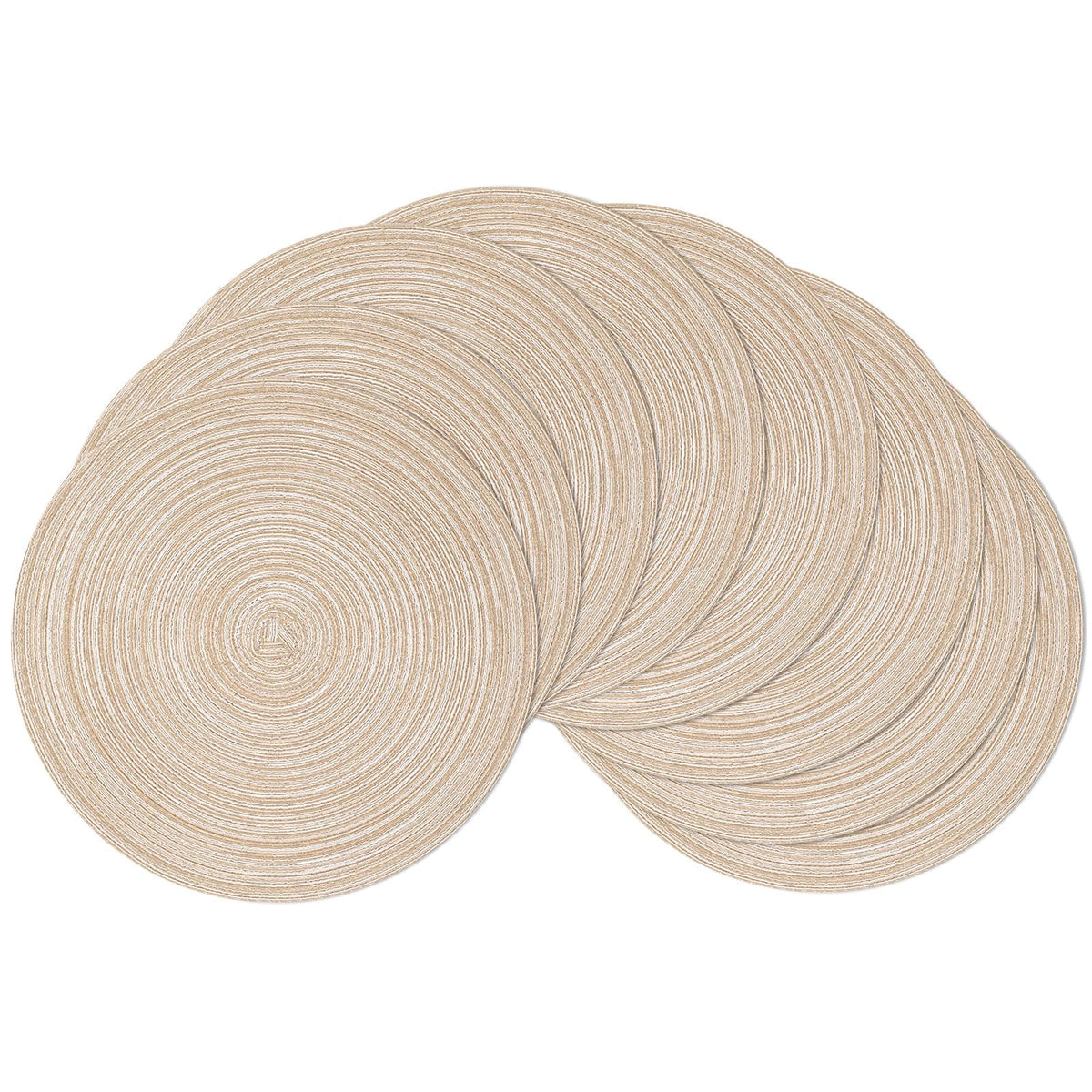 El mantel SHACOS redondo beige trézado protege la mesa y añade elegancia.