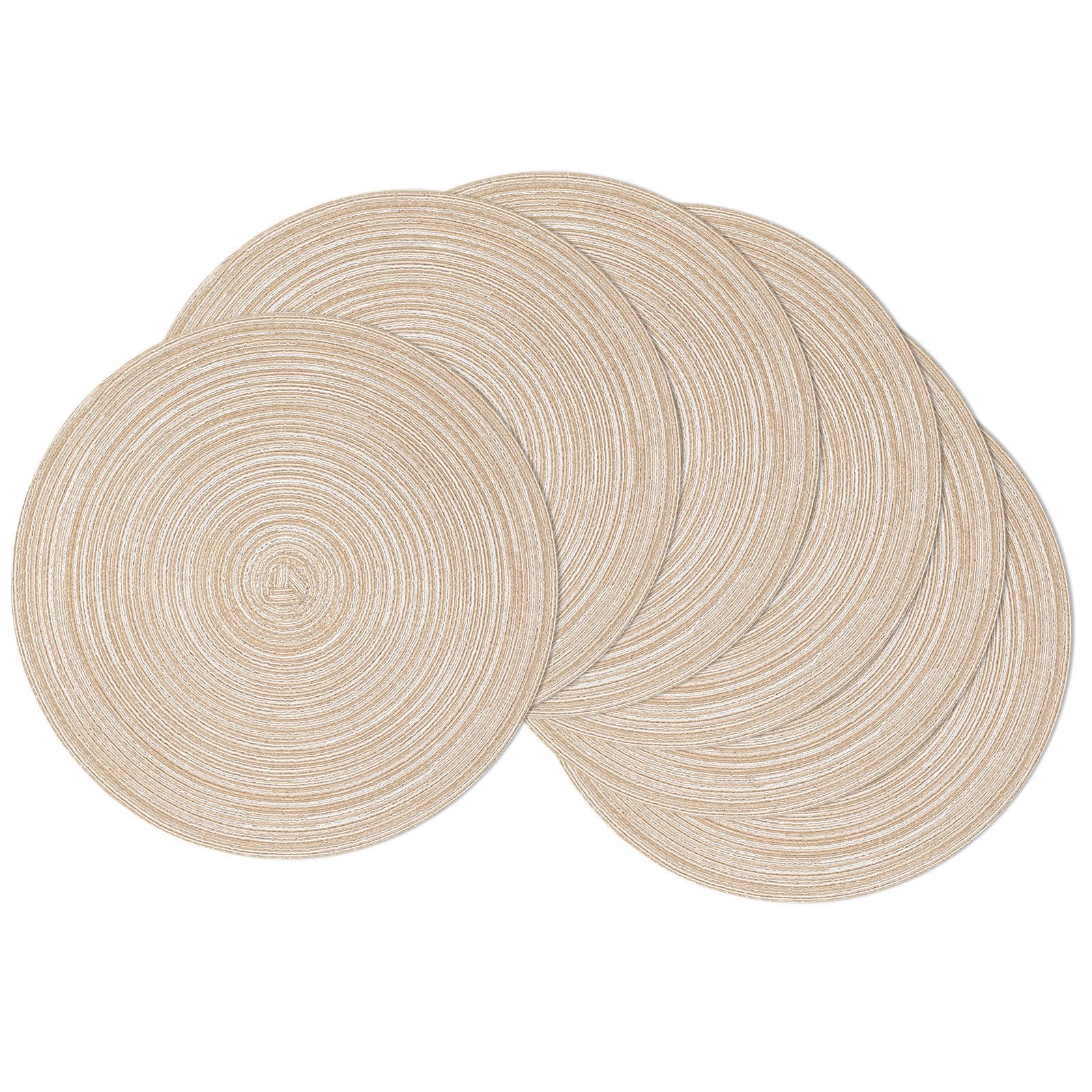SHACOS manteles individuales redondos trenzados beige para mesa diaria