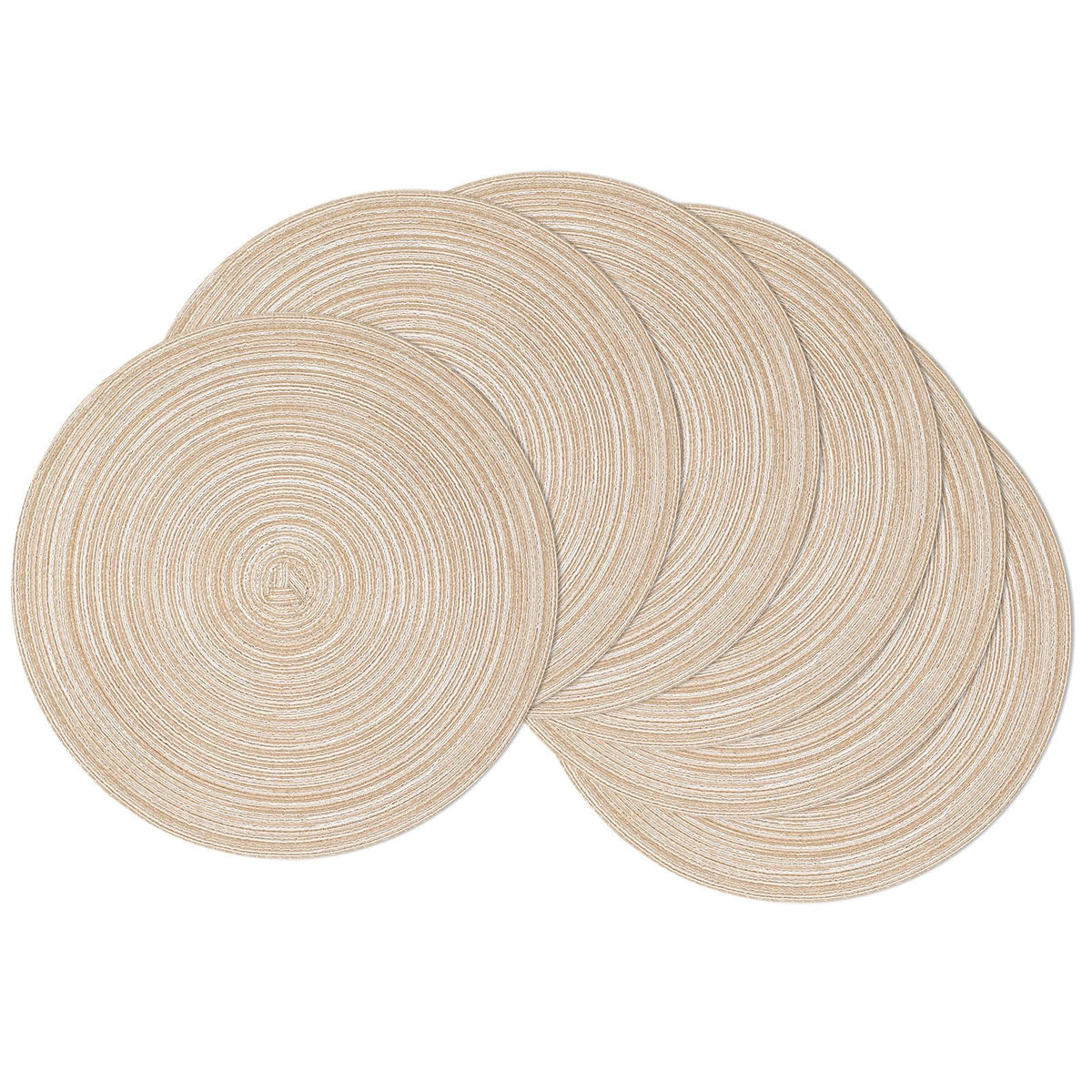 SHACOS manteles individuales redondos trenzados beige para mesa diaria