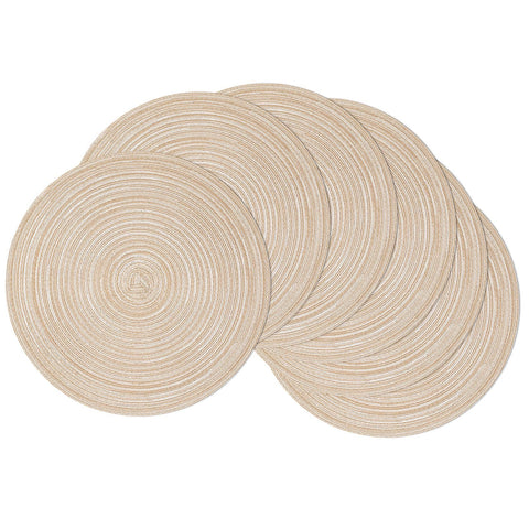 SHACOS manteles individuales redondos trenzados beige para mesa diaria