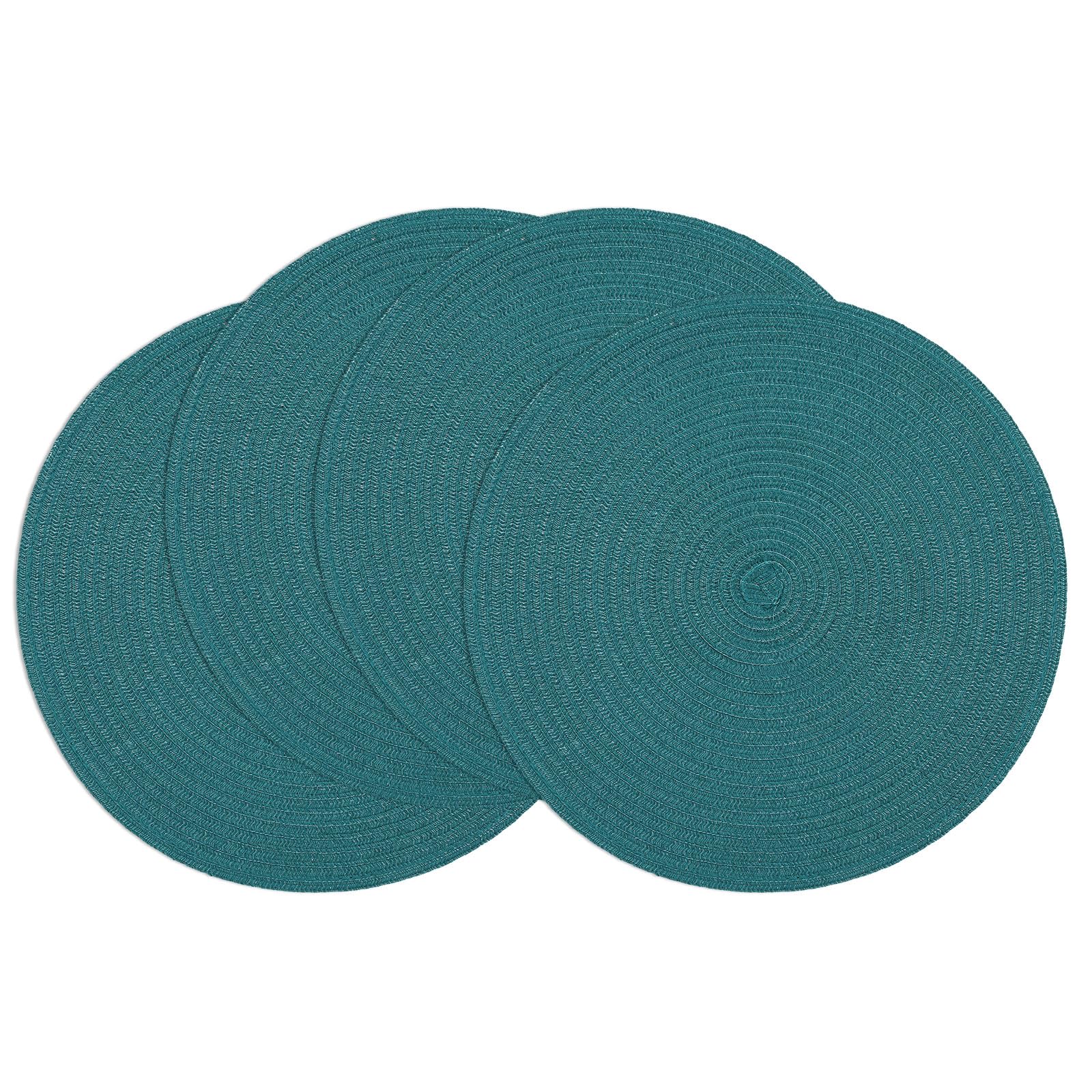SHACOS manteles redondos verde azulado trenzado, base elegante para platos.