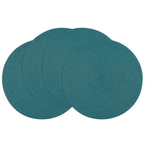 SHACOS manteles redondos verde azulado trenzado, base elegante para platos.