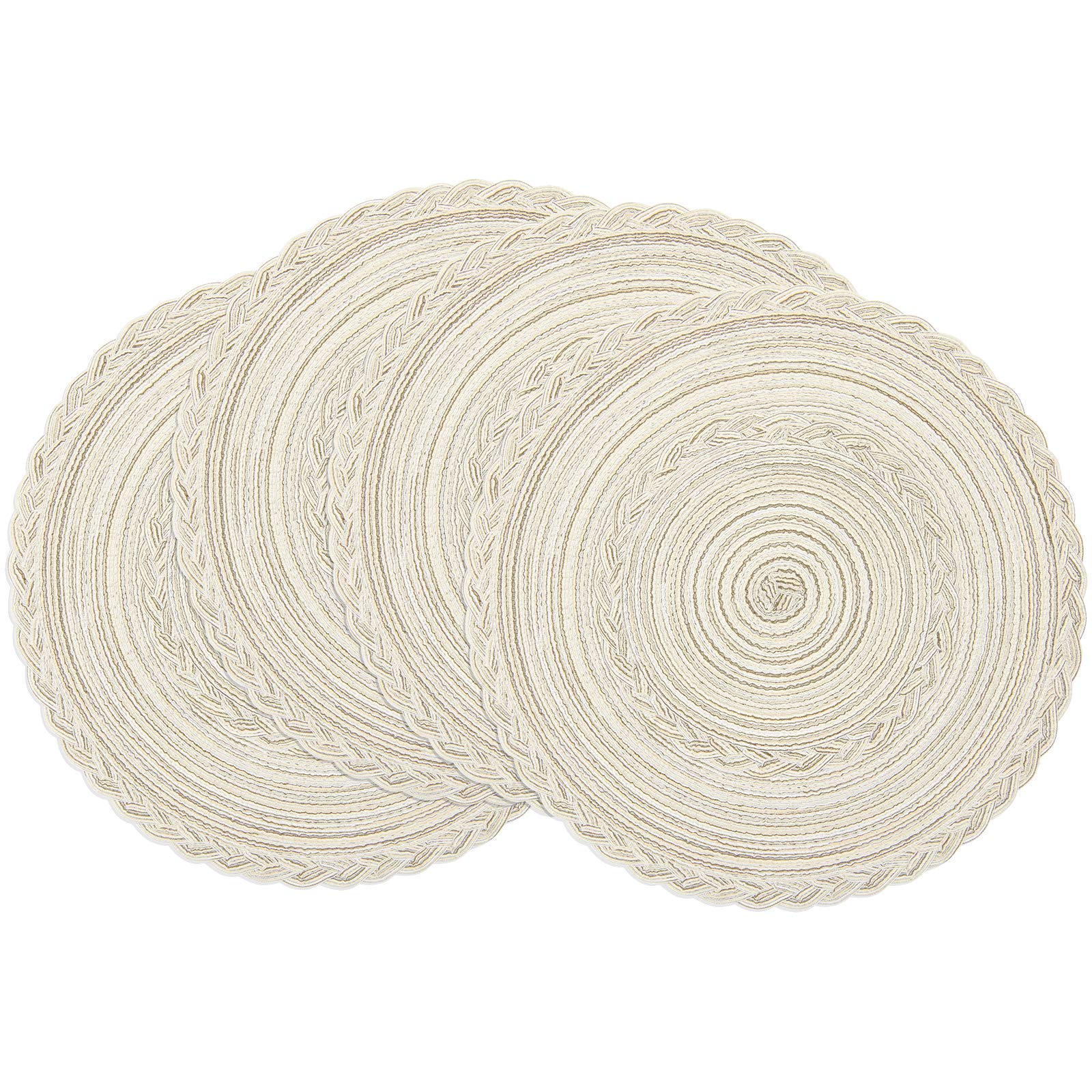 SHACOS manteles redondos boho con borde trenzado marfil protegen la mesa y decoran eventos.