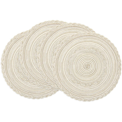 SHACOS manteles redondos boho con borde trenzado marfil protegen la mesa y decoran eventos.