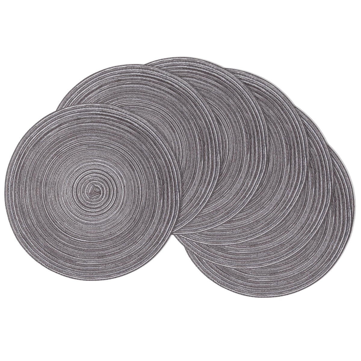 SHACOS mantel redondo trenzado de 15 pulgadas, negro gris, protege la mesa suavemente.