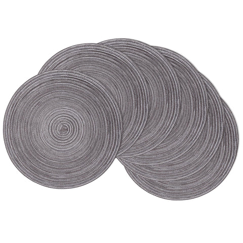 SHACOS mantel redondo trenzado de 15 pulgadas, negro gris, protege la mesa suavemente.