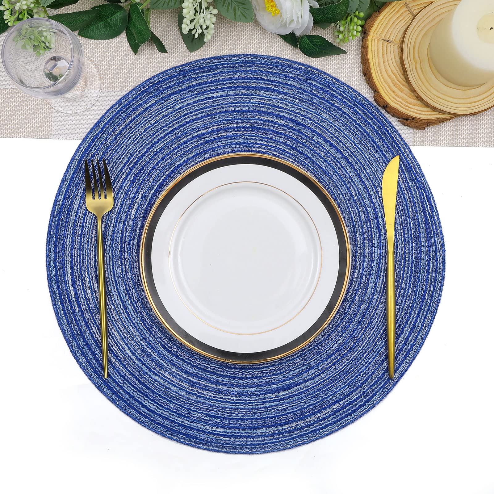 SHACOS placemats redondos con brillo sutil bajo la luz