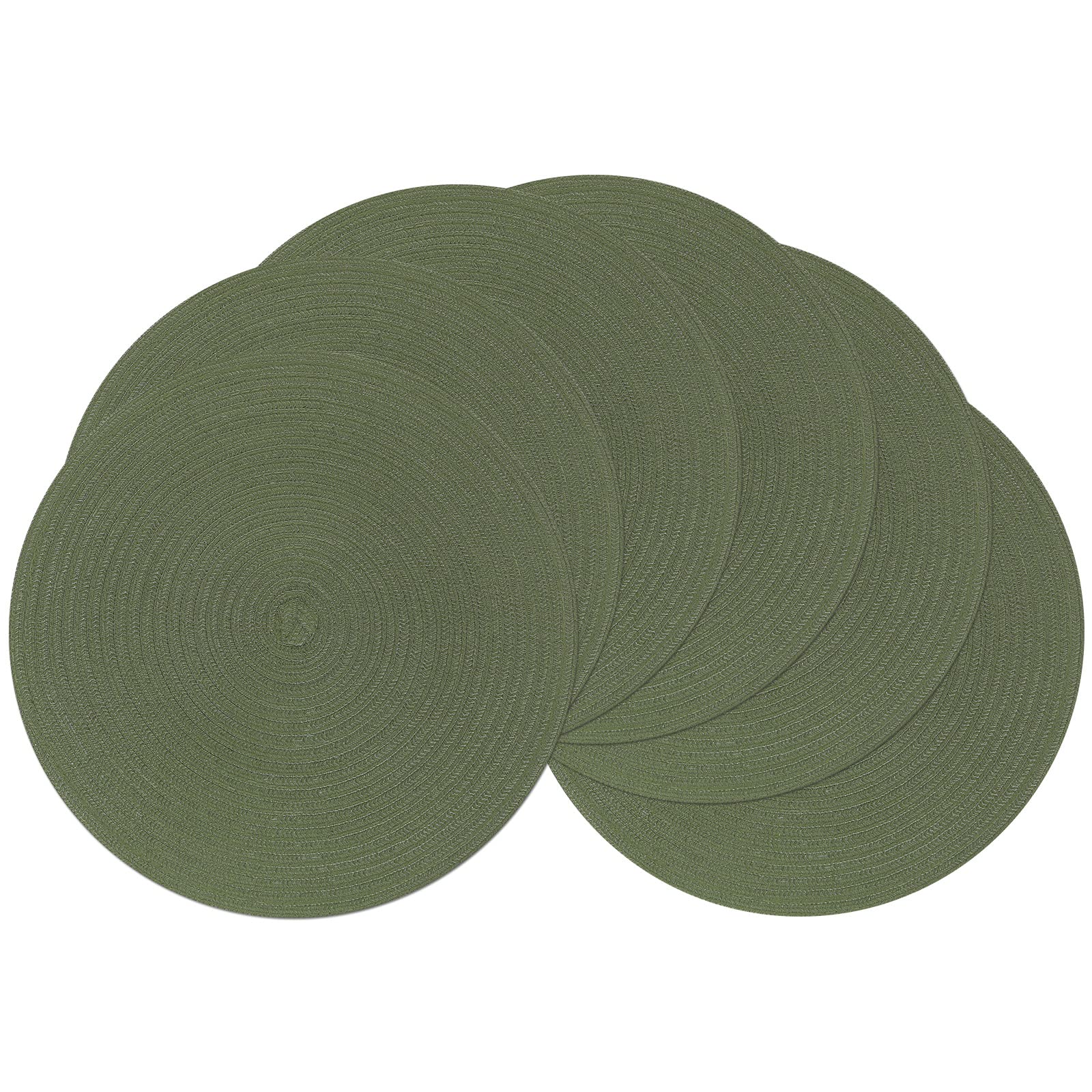 Manteles individuales SHACOS redondos verde oliva, protección antiarañazos para la mesa.