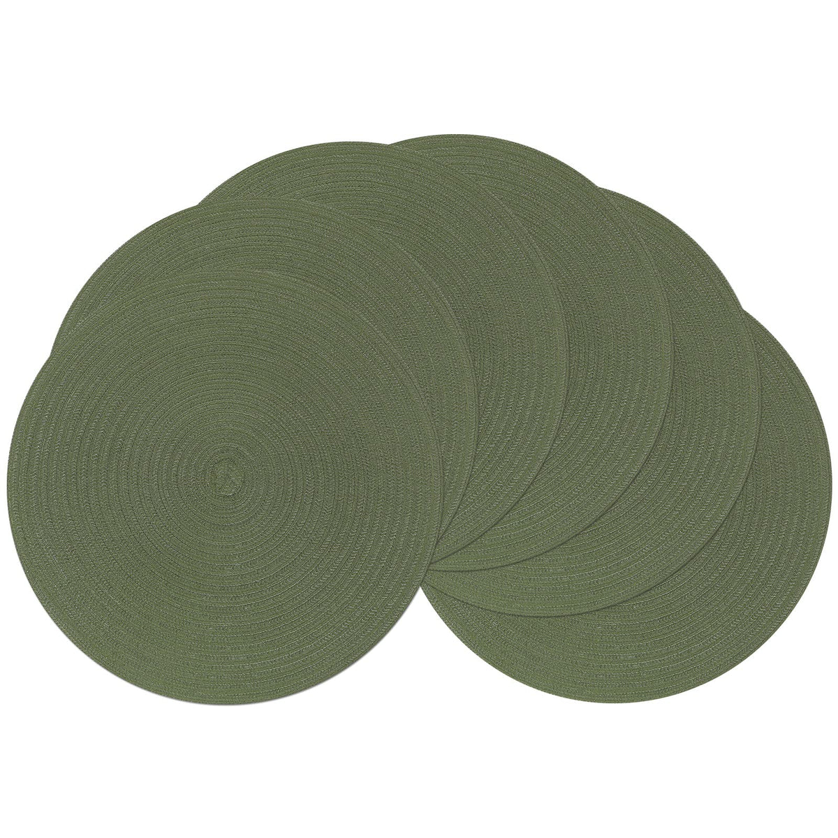Manteles individuales SHACOS redondos verde oliva, protección antiarañazos para la mesa.