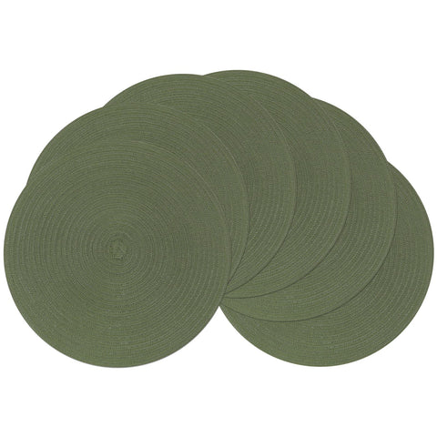 Manteles individuales SHACOS redondos verde oliva, protección antiarañazos para la mesa.