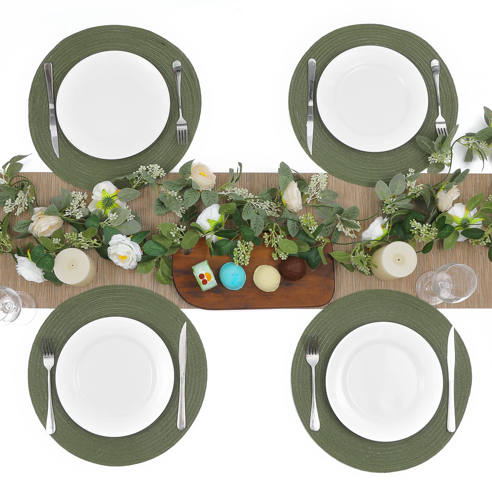 Manteles individuales SHACOS para comedor, complemento versátil en verde oliva.