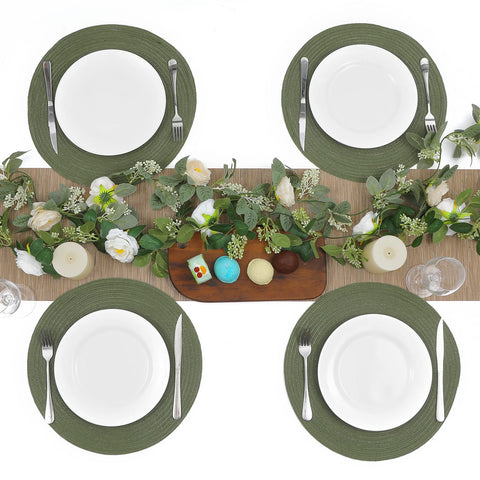 Manteles individuales SHACOS para comedor, complemento versátil en verde oliva.