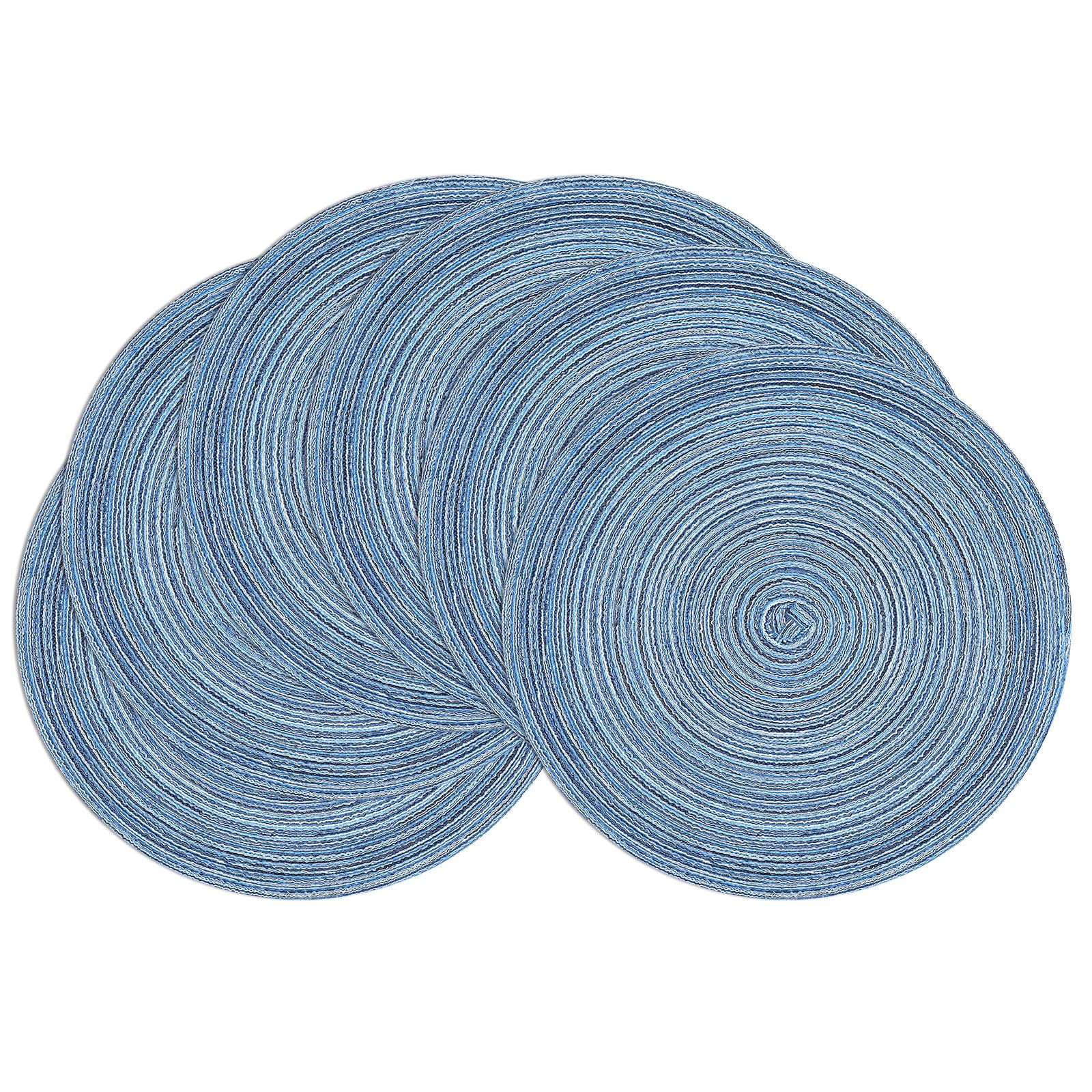 SHACOS salvamanteles redondos trenzados en azul gris para proteger la mesa.