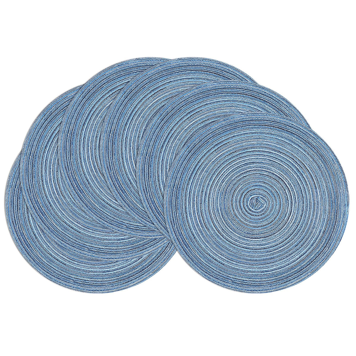 SHACOS salvamanteles redondos trenzados en azul gris para proteger la mesa.