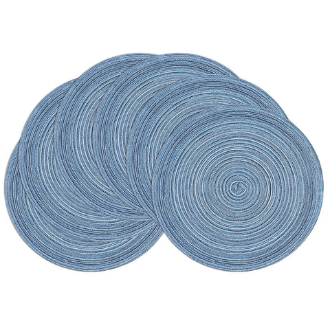 SHACOS salvamanteles redondos trenzados en azul gris para proteger la mesa.