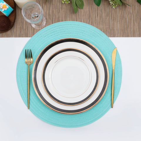 SHACOS salvamanteles con diseño trenzado que combina con decoraciones.