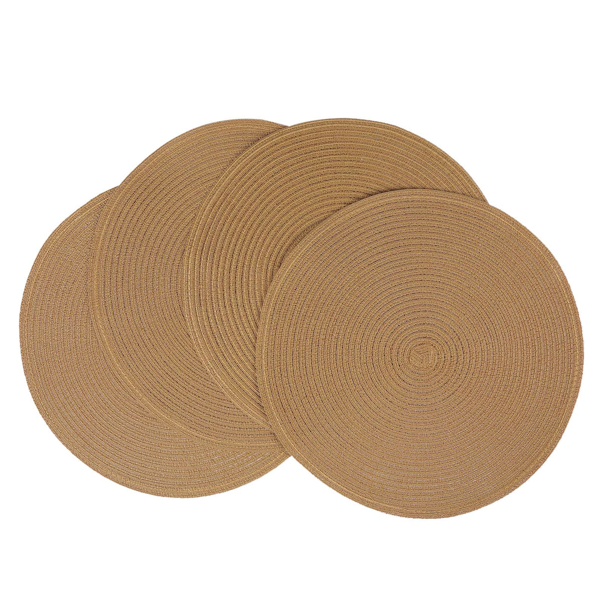 Salvamantel SHACOS redondo de 15 pulgadas con detalle trenzado para proteger superficies.