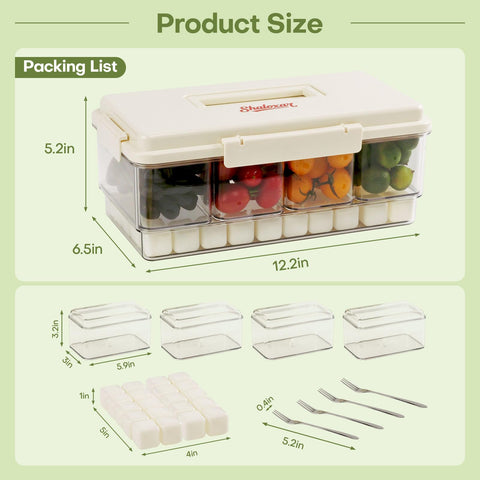 Shaloxar bandeja dividida refrigerada, compartimentos visibles, evita mezcla de sabores