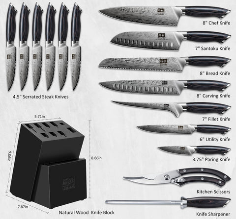 SHAN ZU bloque de cuchillos de madera natural facilita almacenamiento estable y limpio.