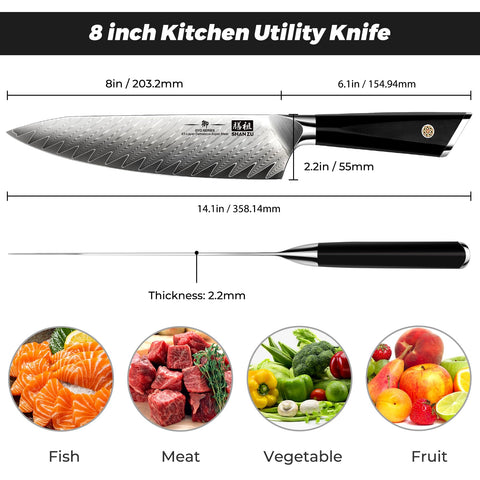 Borde de 15° SHAN ZU para cortes eficientes en verduras y carnes.