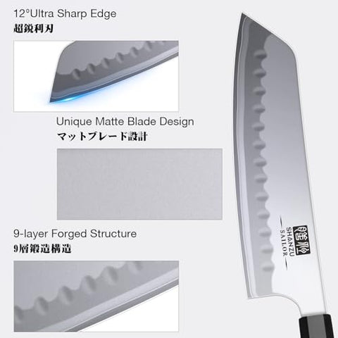 SHAN ZU núcleo 10Cr15MoV endurecido, filo duradero para uso diario.