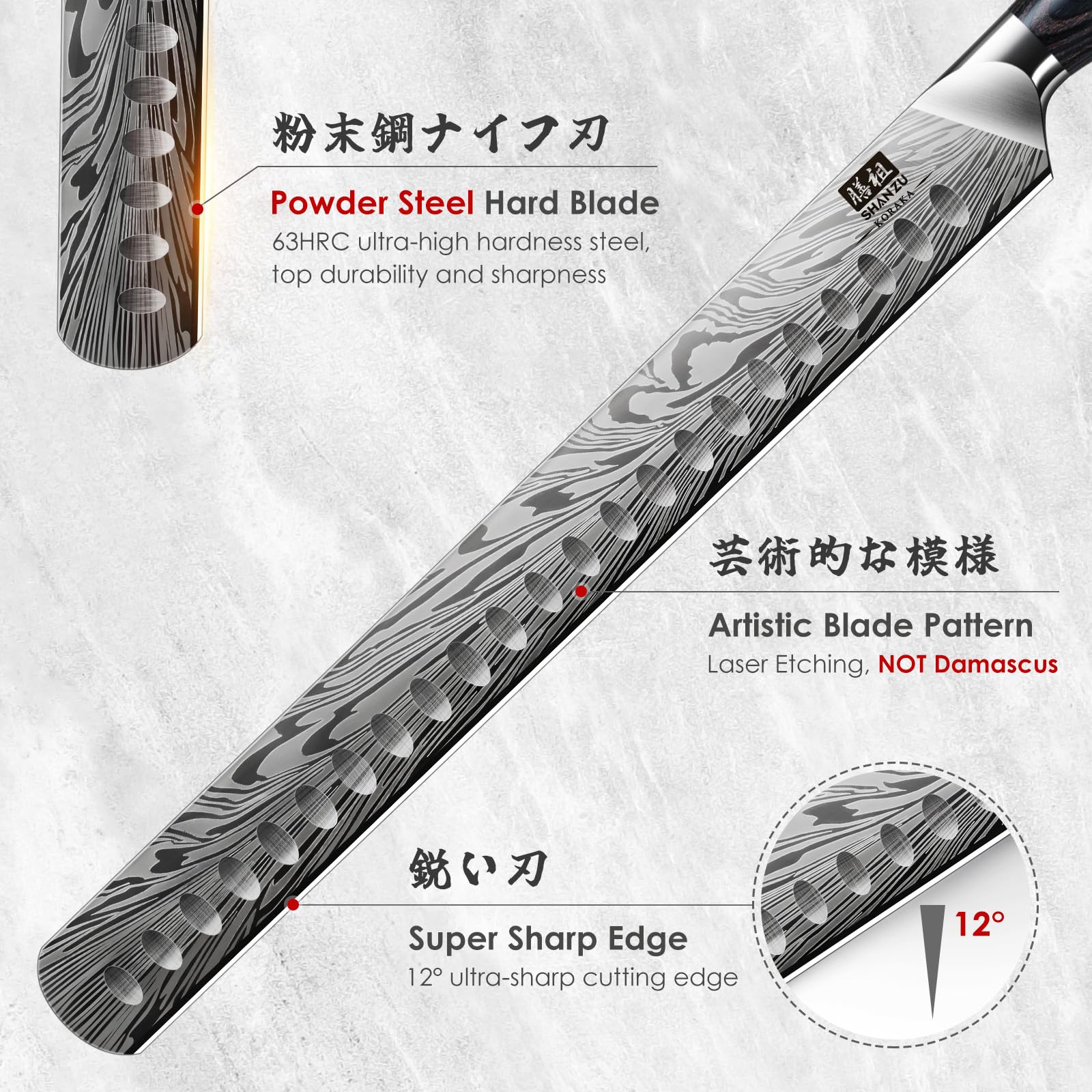 Cuchillo SHAN ZU para pavo de 12 pulgadas, afilado para rebanadas uniformes.