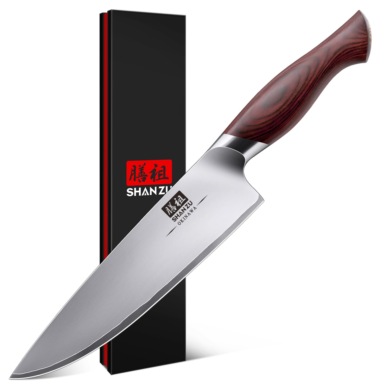 SHAN ZU cuchillo chef 8 pulgadas, hoja afilada para cortes finos y rápidos en la cocina
