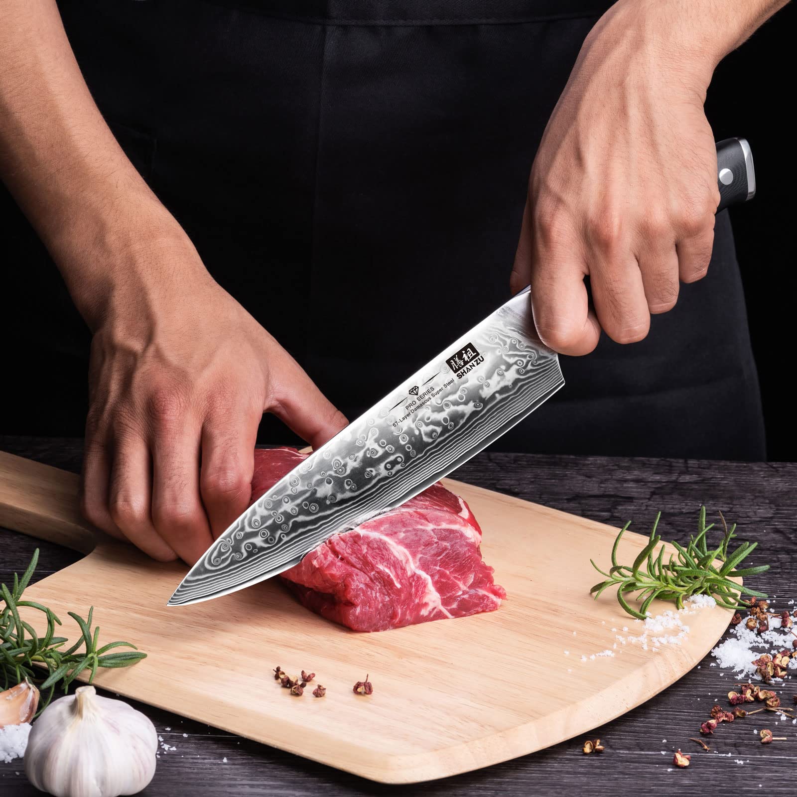 SHAN ZU Cuchillo de Chef 8 pulgadas, peso equilibrado para control en la cocina