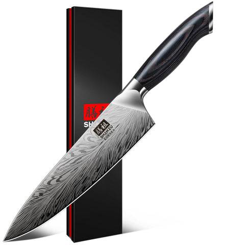 Cuchillo SHAN ZU con hoja de acero en polvo 63HRC para durabilidad y corte preciso.