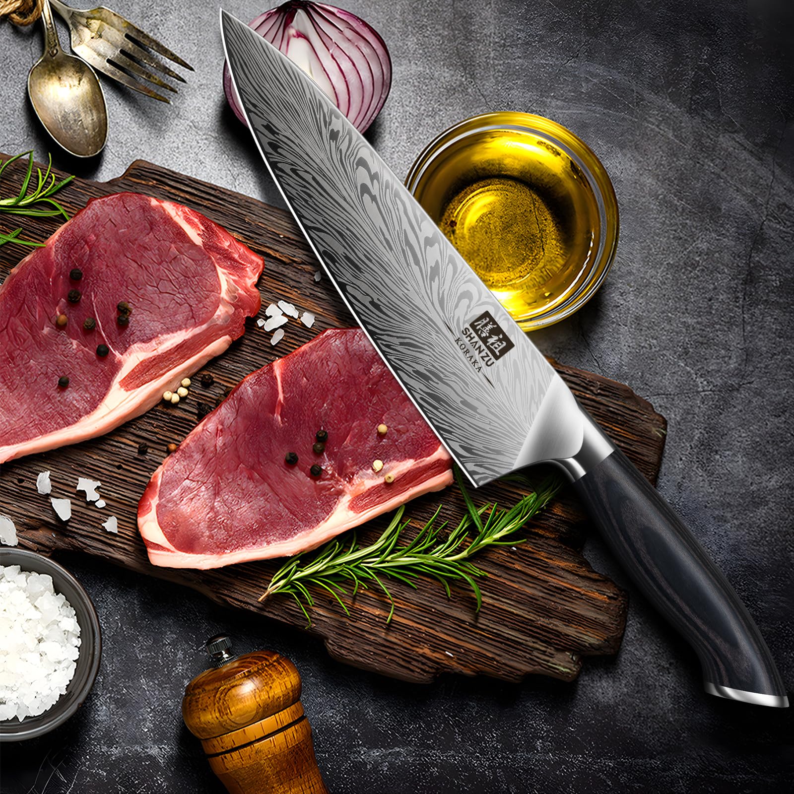 SHAN ZU cuchillo de chef con resistencia y mantenimiento sencillo.