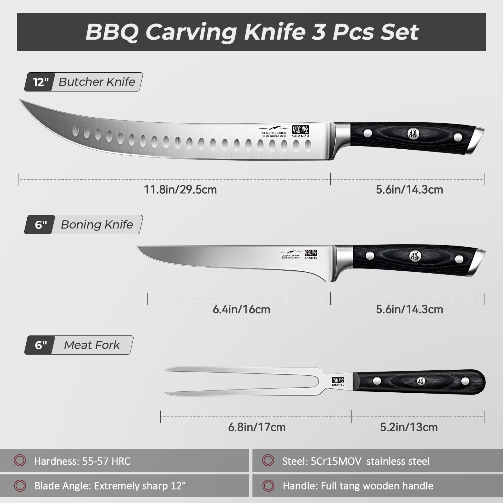 SHAN ZU cuchillo deshuesar 7 pulgadas ideal para deshuesar y limpiar carnes