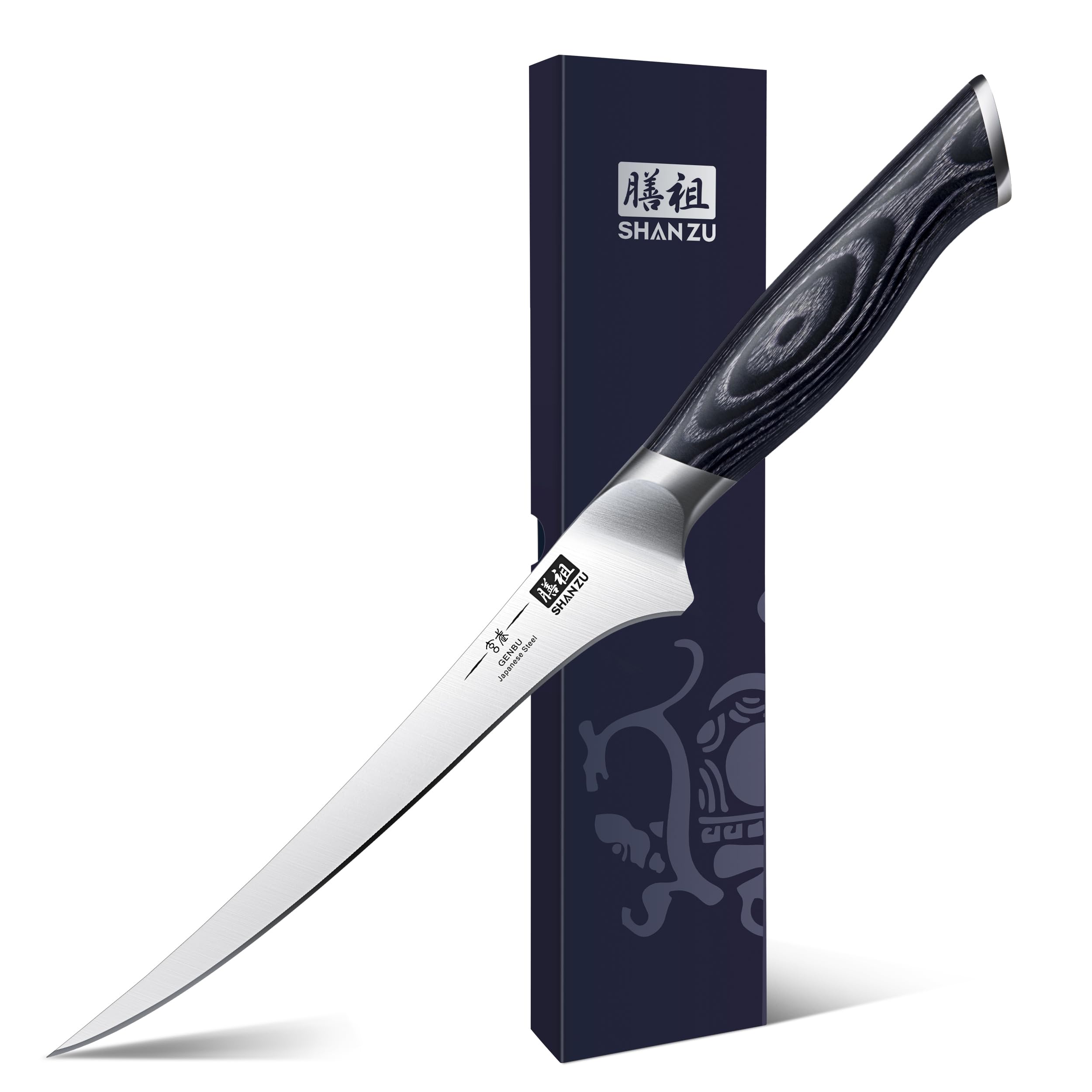 SHAN ZU cuchillo filete 7 pulgadas para cortes precisos en pescado y carne