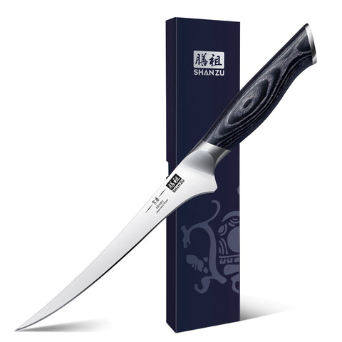 SHAN ZU cuchillo filete 7 pulgadas para cortes precisos en pescado y carne