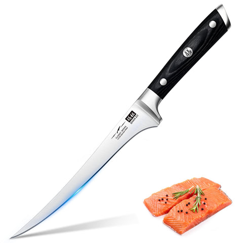 SHAN ZU Cuchillo filetear 7 pulgadas, afilado para filetear pescados con precisión.