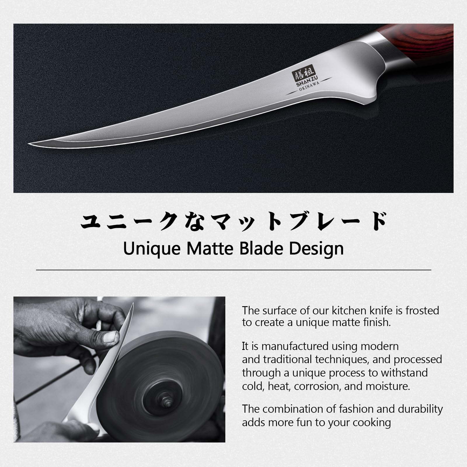 SHAN ZU cuchillo filetear 7'' ideal para pescado y fileteado suave