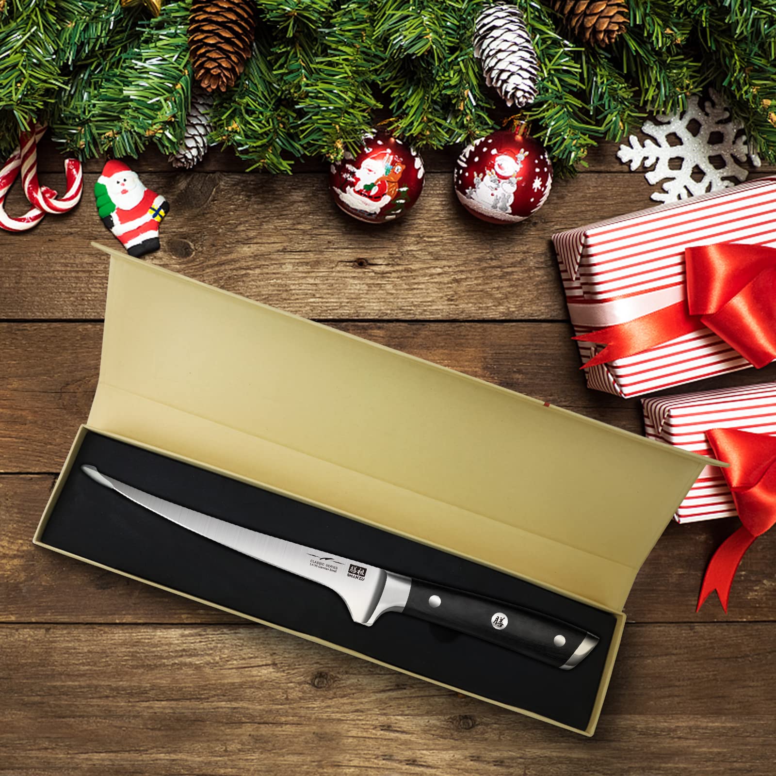 SHAN ZU Cuchillo filetear punta precisa para cortes limpios.