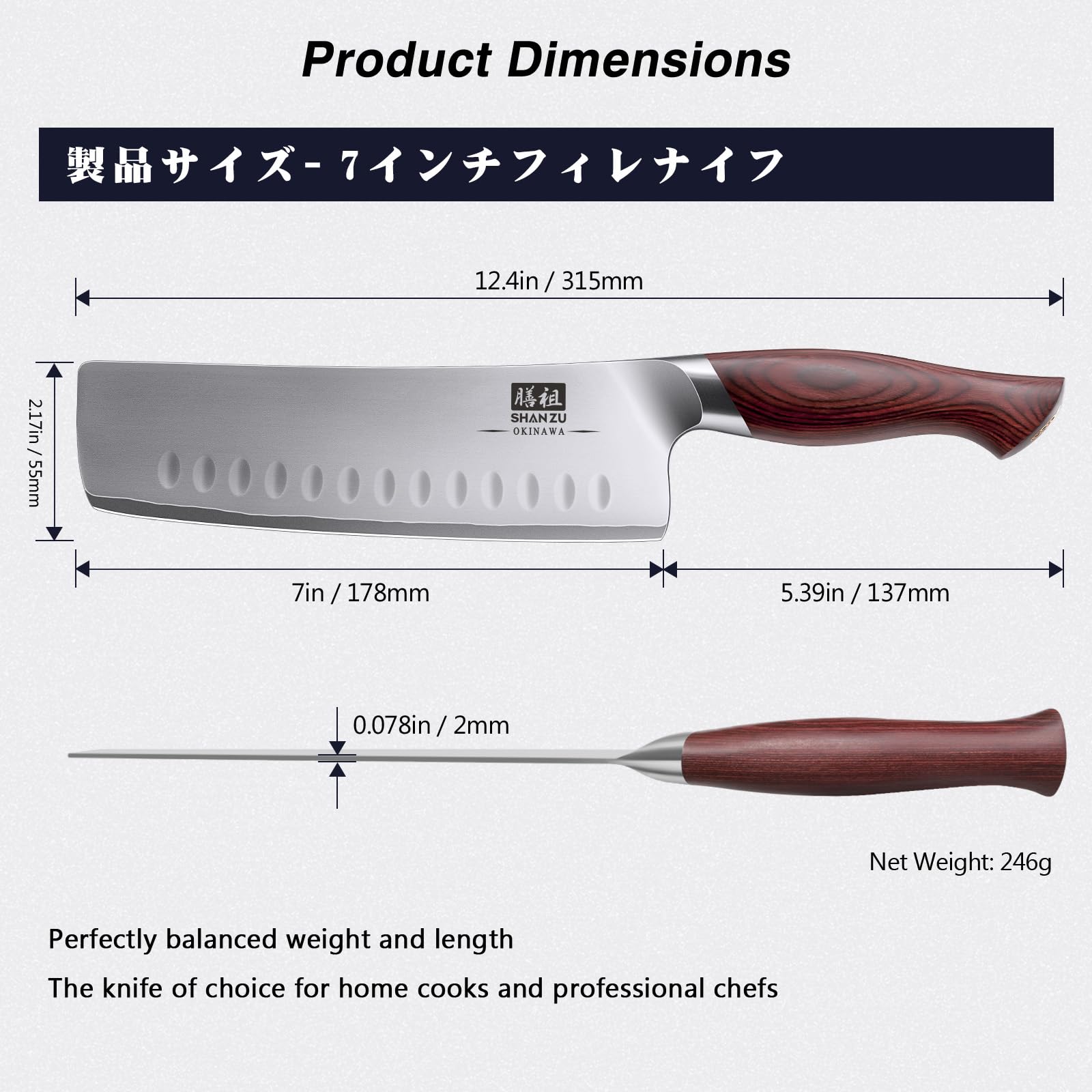 Cuchillo SHAN ZU japonés 10Cr15Mov, filo afilado para precisión en verduras y proteínas.