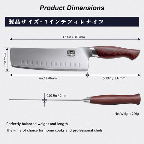 Cuchillo SHAN ZU japonés 10Cr15Mov, filo afilado para precisión en verduras y proteínas.