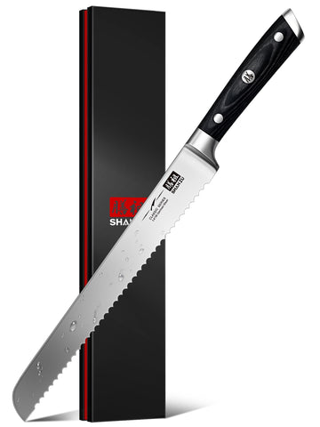 SHAN ZU cuchillo pan 10 pulgadas, filo afilado para cortes precisos