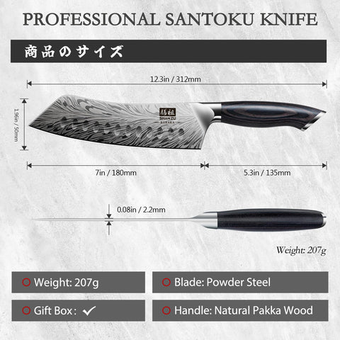 SHAN ZU Mango ergonómico de Pakkawood para agarre cómodo durante uso prolongado.