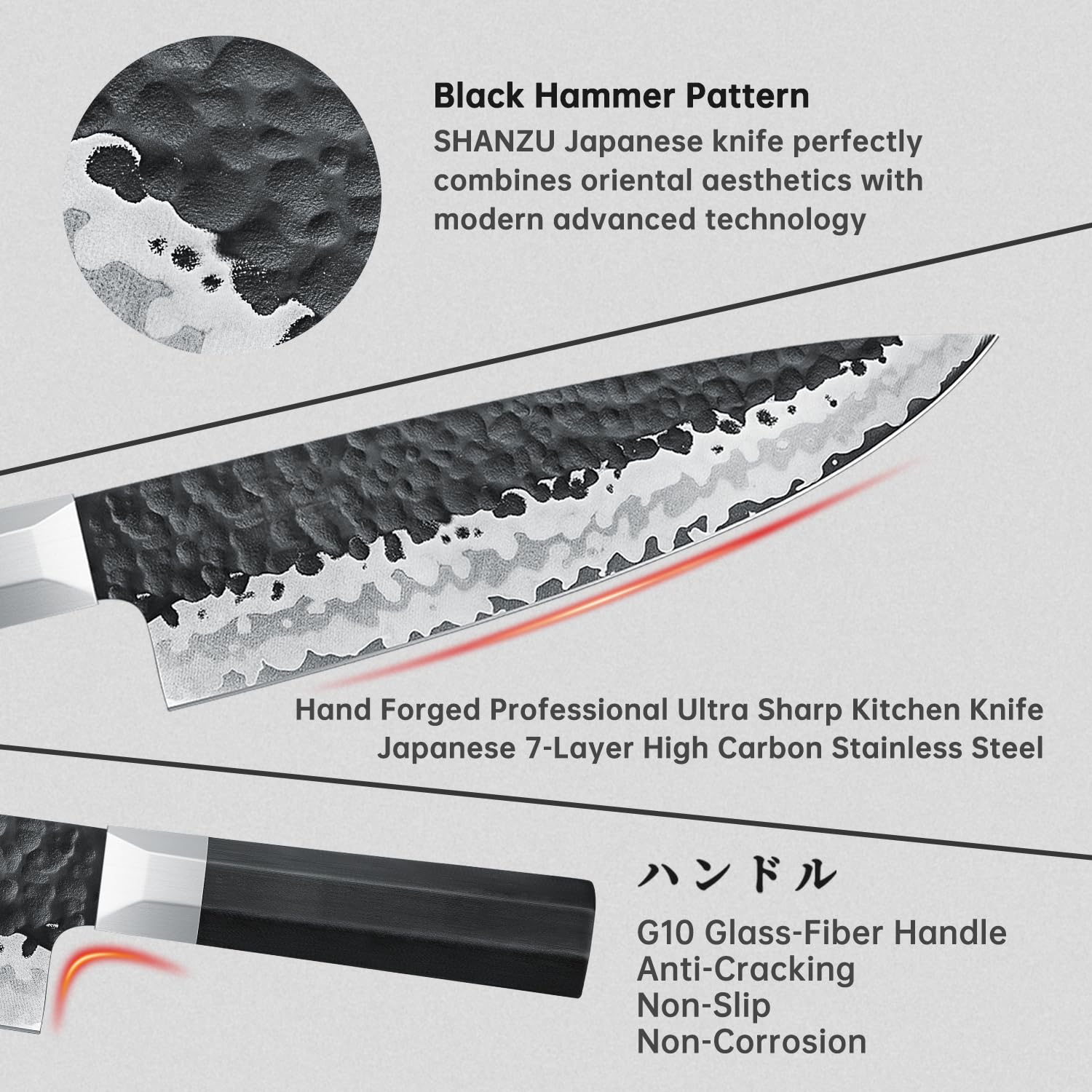 SHAN ZU cuchillo santoku de 7 pulgadas ideal para picar verduras y carne.