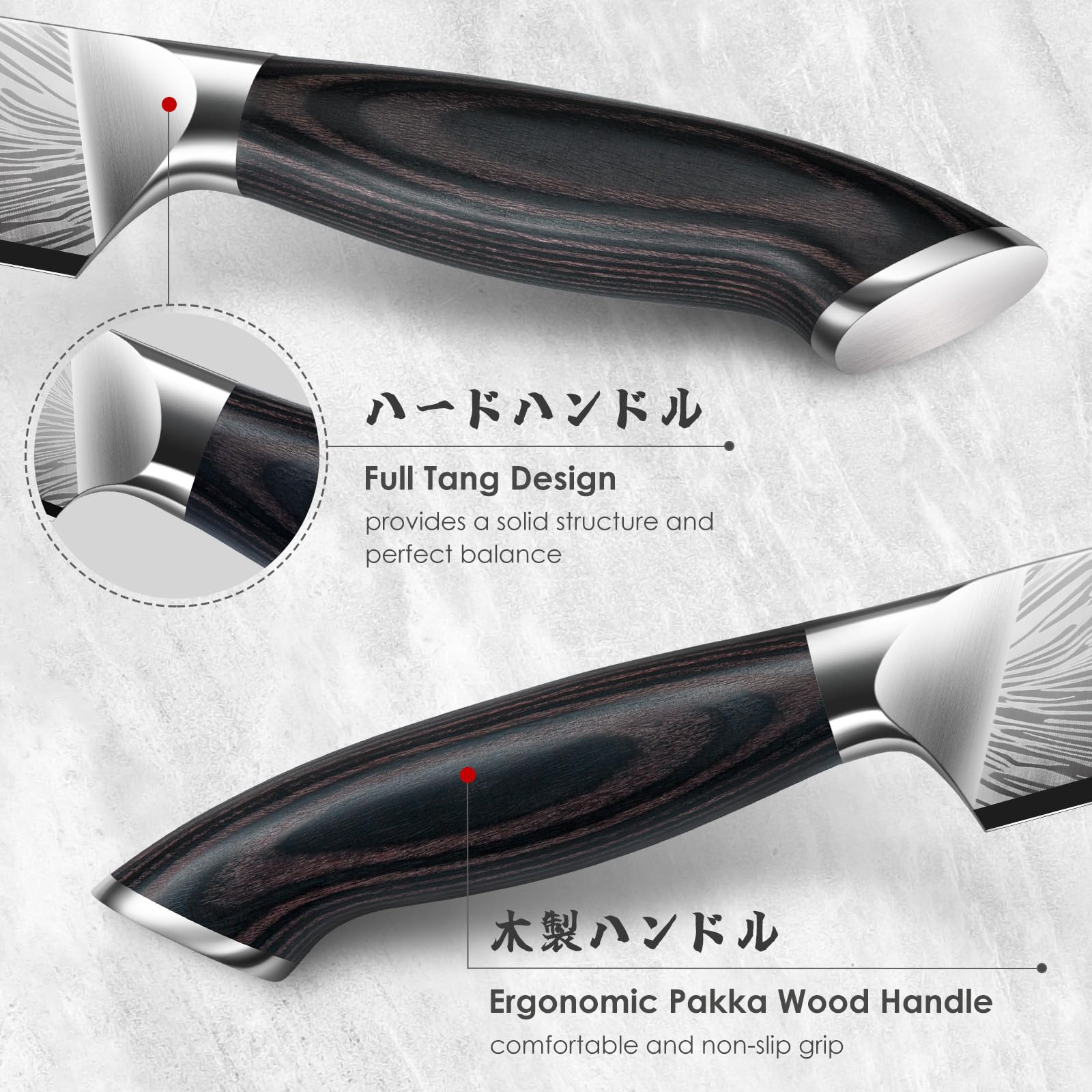 SHAN ZU mango-pakkawood ergonómico en primer plano