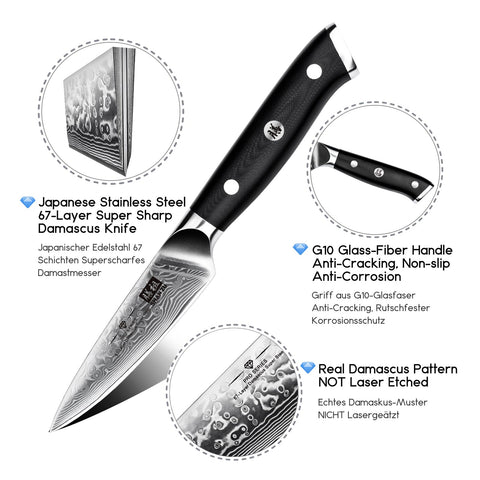SHAN ZU Cuchillo damasco japonés 67 capas, hoja duradera para cortes finos.