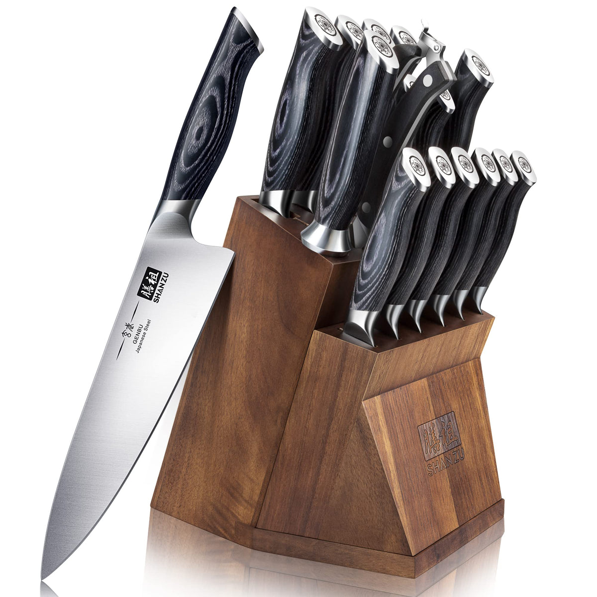 SHAN ZU Genbu: juego de cuchillos con bloque desmontable para organización en la cocina