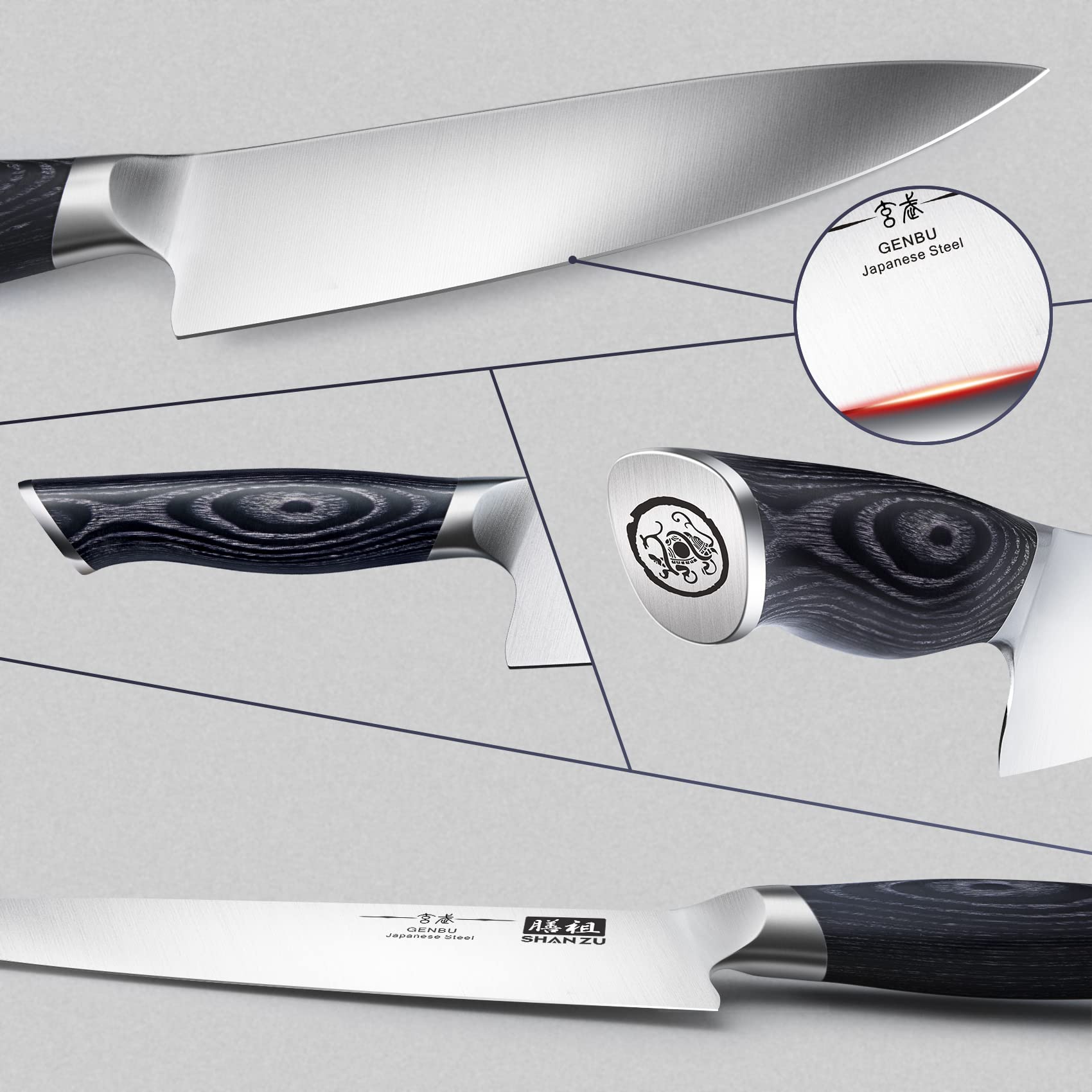SHAN ZU Genbu: cuchillo santoku japonés de filo suave para uso diario