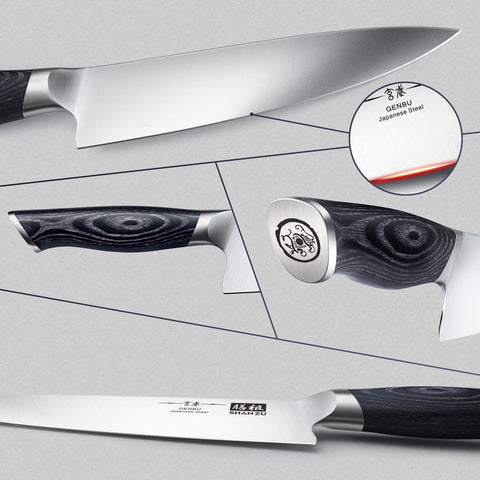 SHAN ZU Genbu: cuchillo santoku japonés de filo suave para uso diario